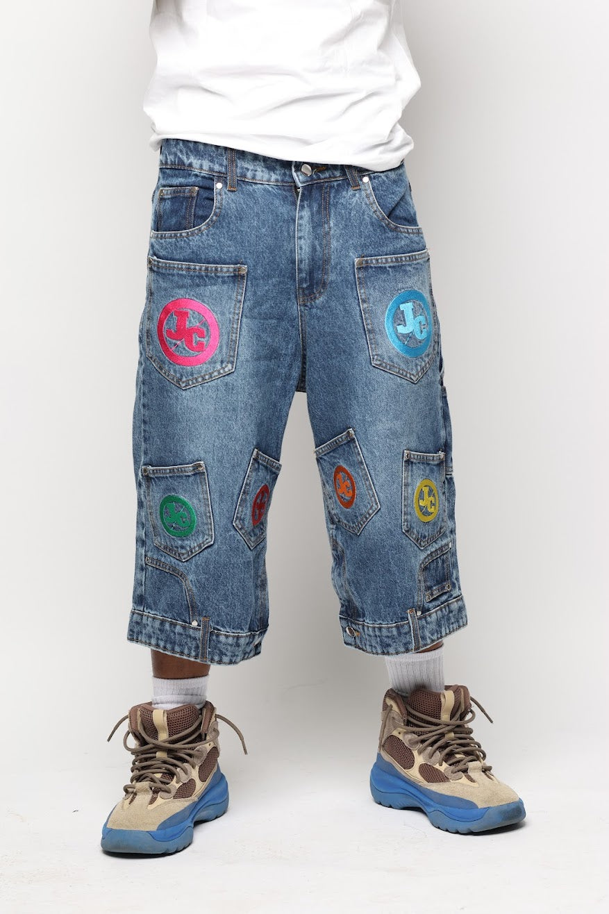 JADED DEMIM POCKET JORTS
