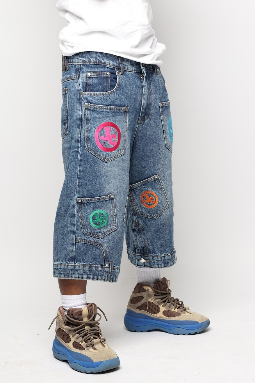 JADED DEMIM POCKET JORTS