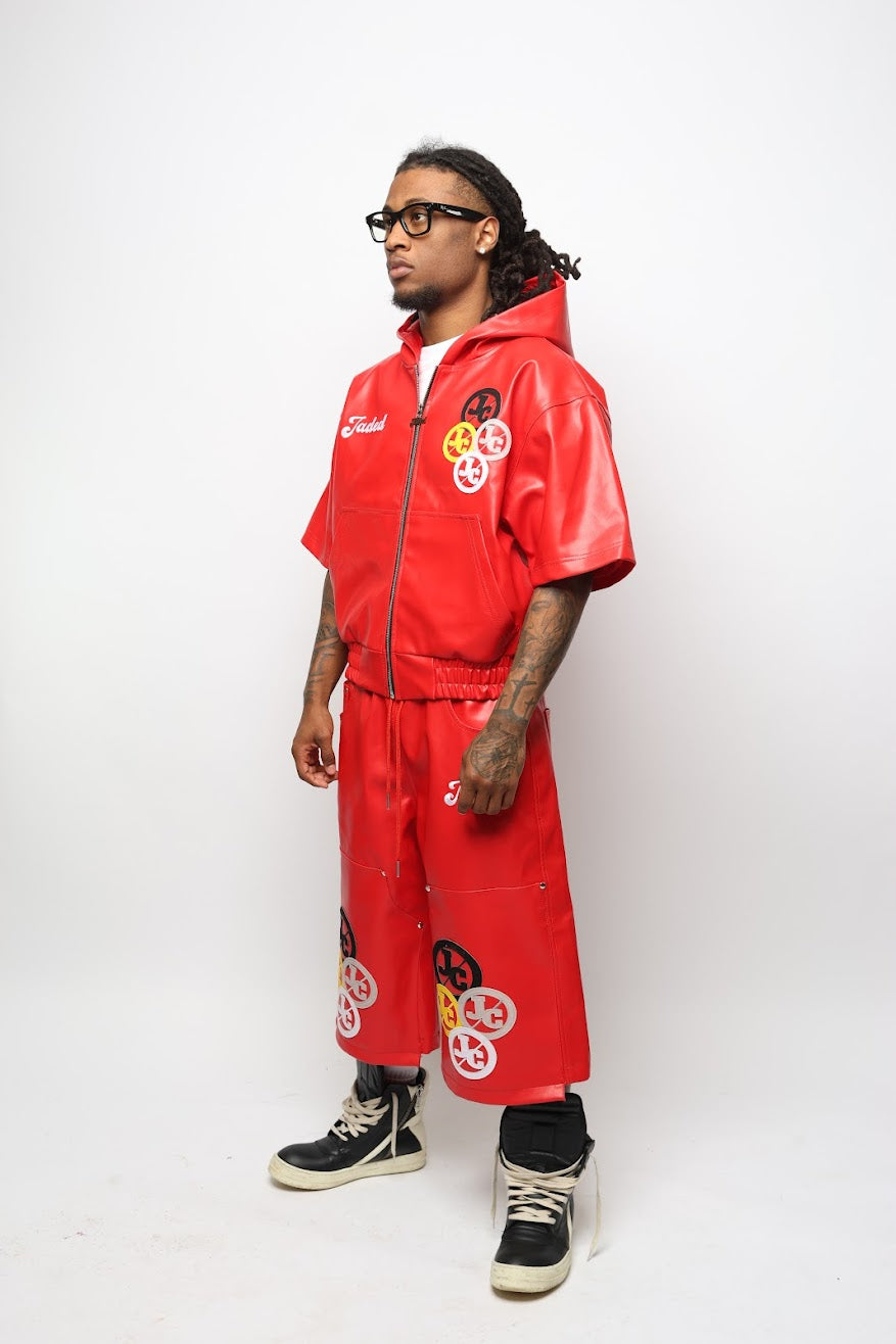 JADED RED FAUX LEATHER SET