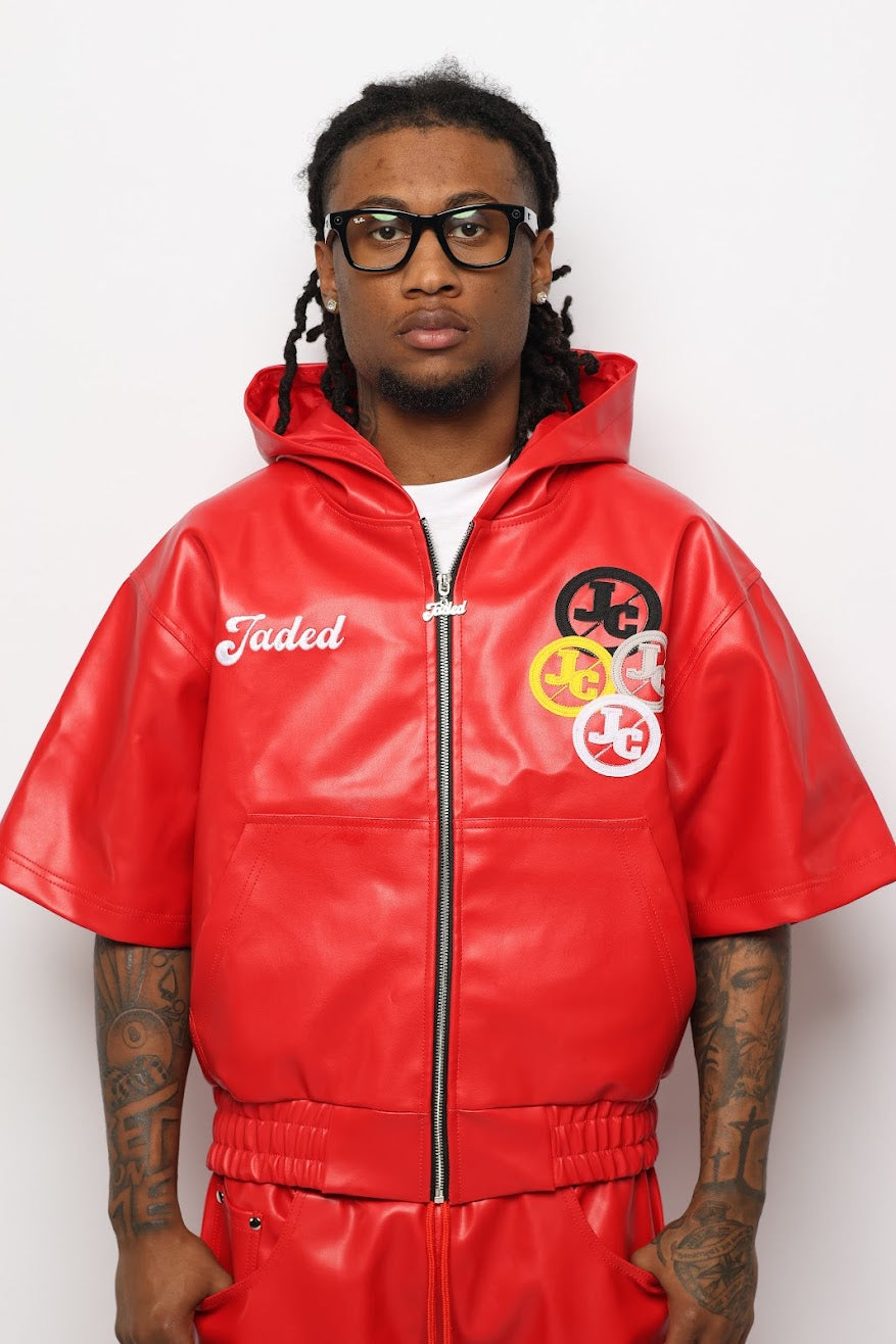 JADED RED FAUX LEATHER SET