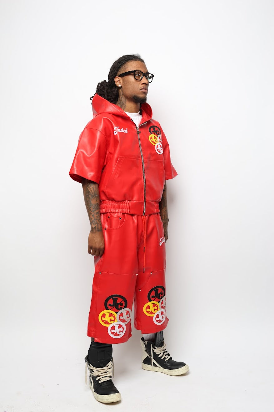 JADED RED FAUX LEATHER SET