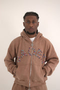 BROWN STONED HOODIE