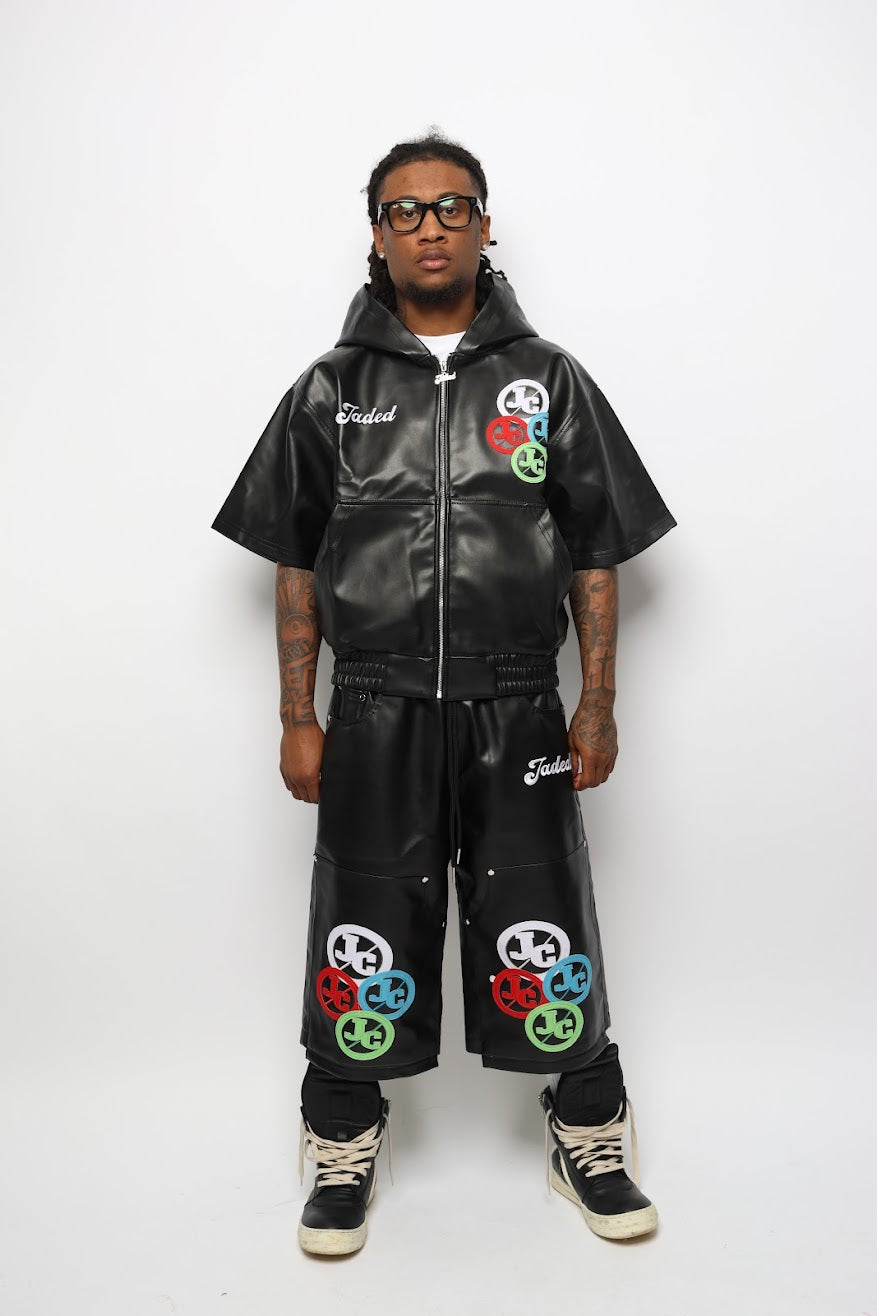 JADED BLACK FAUX LEATHER SET