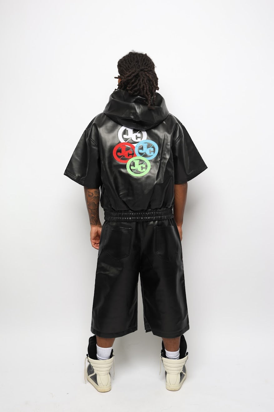 JADED BLACK FAUX LEATHER SET