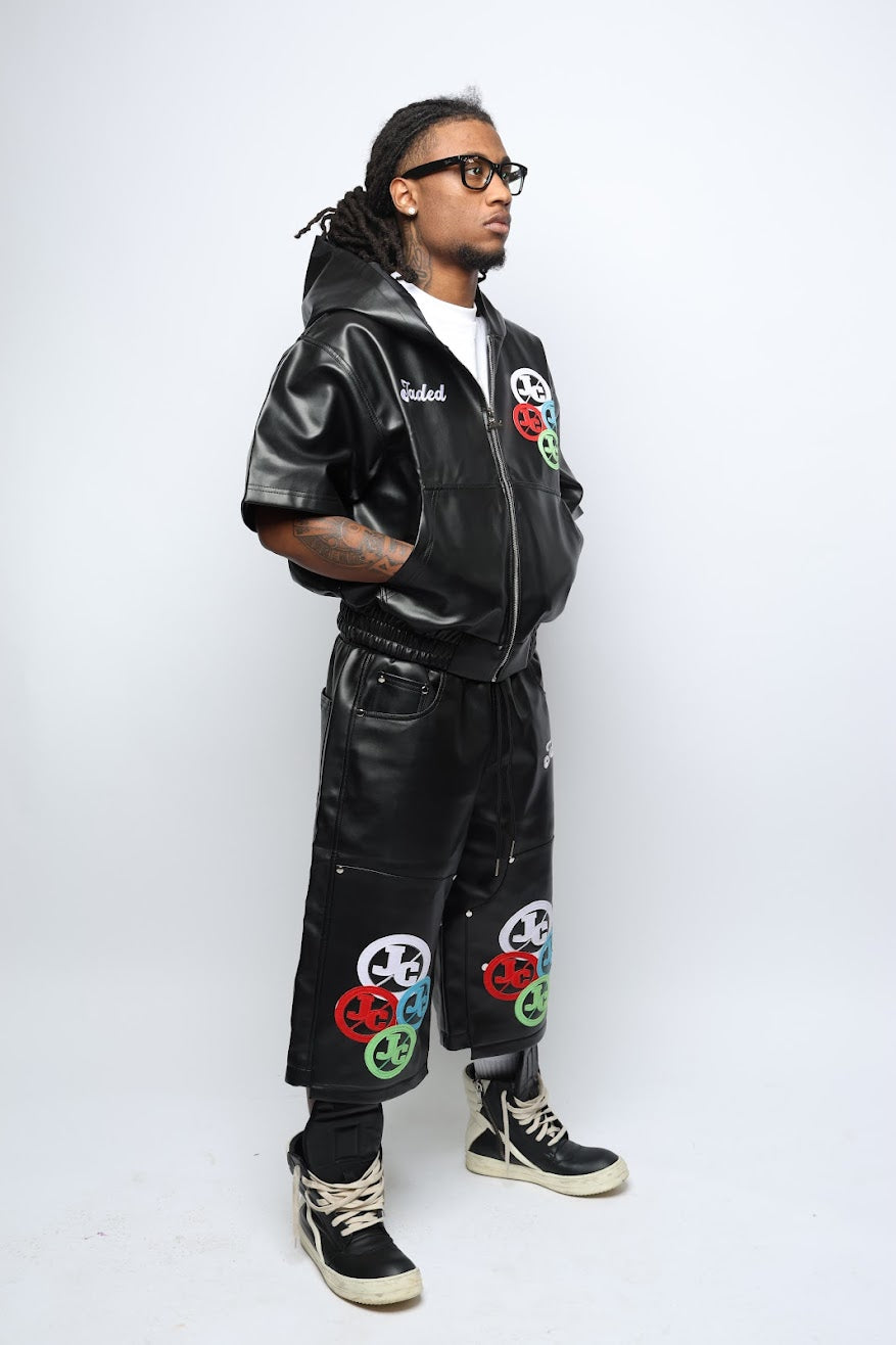 JADED BLACK FAUX LEATHER SET