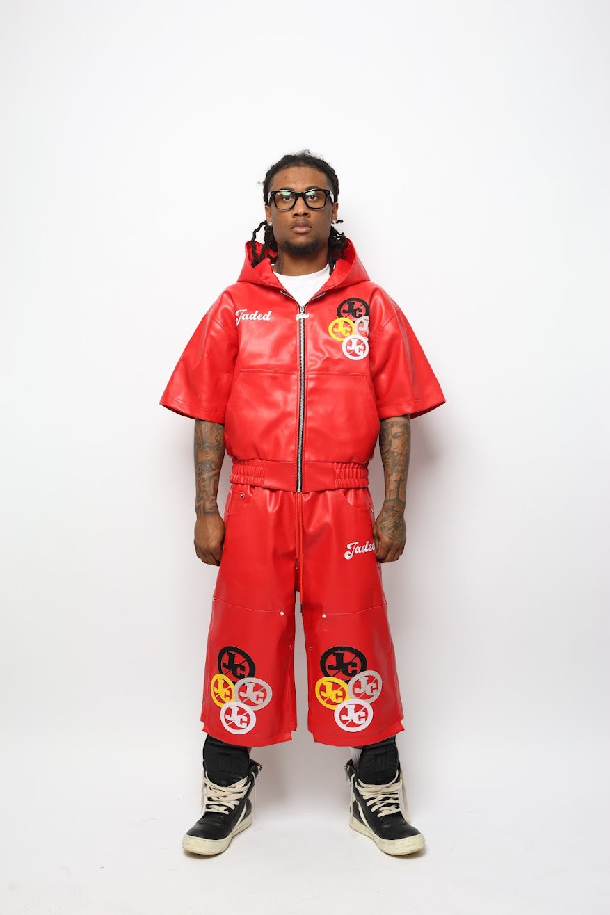JADED RED FAUX LEATHER SET